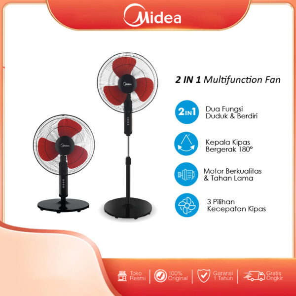 Midea FS40-19K 2-in-1 Table & Stand Fan for Indonesian Compact Spaces